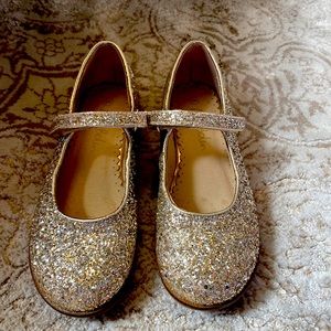 Mini Boden girls gold glitter Mary Janes